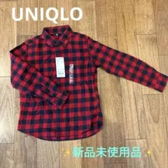 【新品未使用】UNIQLO 赤黒チェック 長袖シャツ 130
