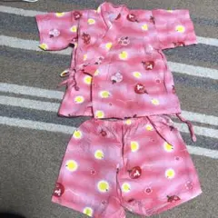 匿名配送　女児　ピンク　サイズ90 うちわ&蛍柄　甚平