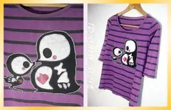 個性的！ペンギン レントゲン 親子ボーダーTシャツ