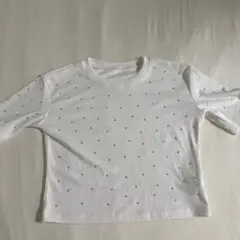 ラインストーン付き 半袖Tシャツ ホワイト