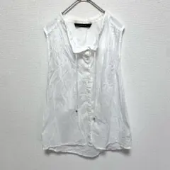 ZARA BASIC ノースリーブコットンブラウス ホワイト M レディース