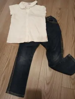 ミキハウス 半袖シャツ デニムパンツ 2点セット キッズ 子供服　110cm