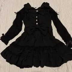 LIZLISA ティアラリボンティアードワンピース ブラック