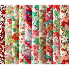 ✿リバティ　キティ　12cm　10枚　レッド　はぎれセット