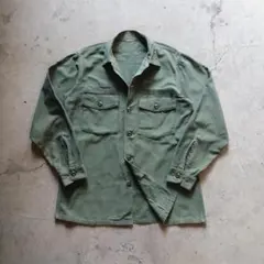 米軍実物 70s OG-107 サテン ファティーグシャツ ボタン完品 古着