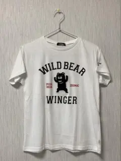 タグ付き　Tシャツ　ホワイト　熊アップリケ