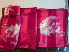 ピエール・バルマン 花柄 赤シルクスカーフ