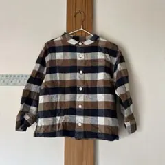 無印良品　フランネルチェック柄長袖シャツ 110cm