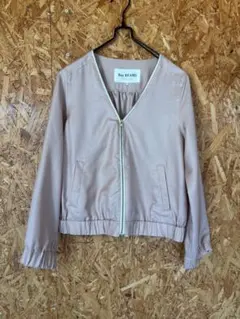 Ray BEAMS ノーカラージャケット サイズ0 ピンク　羽織り　ブルゾン