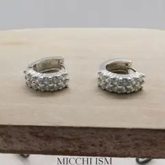 ジルコニアリングピアスsilver925輝石キラキラ メンズ