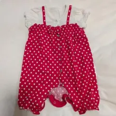 ミキハウス 赤白ドットロンパース 60cm