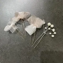 レースリボンとパール ヘアピンセット