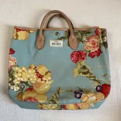 PINK HOUSE ミントグリーンの花柄バッグ