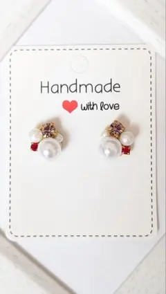 ハンドメイドビジューピアス イヤリング