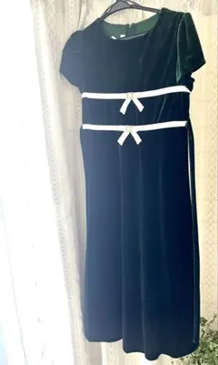 ベロア　グリーン　ロングワンピース　結婚式　二次会