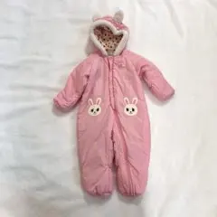 ミキハウス ジャンプスーツ　耳付きフード　ピンク　ウェアー　裏地あり　80cm