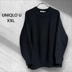 UNIQLO U ブラックXXL クルーネックセーター 黒 ローゲージ