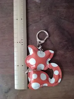 猫型キーリング オレンジ 水玉中古