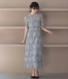 Kaene 配色レースエプロンワンピース ミント 結婚式 お呼ばれ 100604