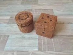 アウトレット品●四角＆丸ケース●柄入●フタ付●アタ●バリ島●1137.4