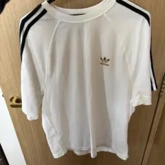adidas ホワイト Tシャツ ストライプ