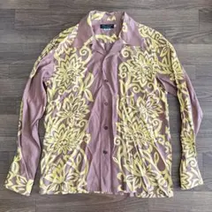 【ALLEN & HANSON】 アロハ長袖シャツ ブラウン サイズL