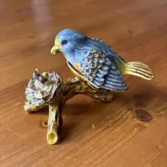 陶器製 鳥と巣の置物 約10cm