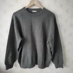 ☆GU ジーユースムースニットクルーネックセーター(長袖)SW オリーブ L☆