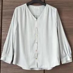 ルクールブラン　Ｖネックシフォンブラウス　とろみ生地