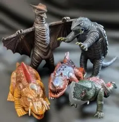 昭和ガメラ＆ギャオス＆ギロン他 対戦怪獣（バンダイ）ソフビフィギュア５体セット