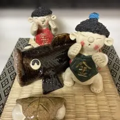 木製 金太郎とクマ 五月人形 こどもの日 こいのぼり 兜 柏餅 端午の
