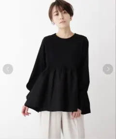 【OPAQUE.CLIP】シルケットコットン フハク切替カットソー ペプラム