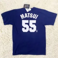 新品タグ付☆松井秀喜 55 Tシャツ Fサイズ ネイビー×プリント