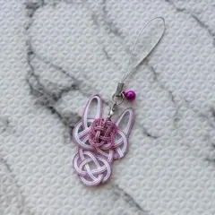 水引パーツ 2026 馬 午 お守りストラップ 白×ピンク