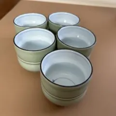 薄緑色 陶器 湯飲み 5個セット
