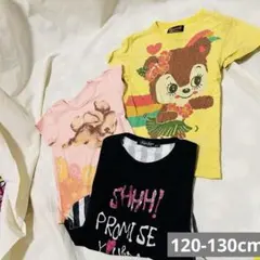 【キッズ120-130デザインTシャツ】セット 黄色　ピンク