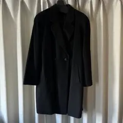 美品 カシミヤ100% ブラック レディースチェスターコート11AR