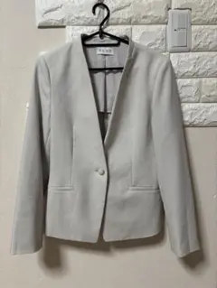 PLST ポリエステルオックスカラーレスジャケット ノーカラージャケット Sのサムネイル
