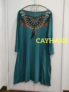 チャイハネターコイズ エスニック柄 五分〜7分袖ワンピチュニック刺繍