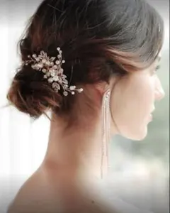 パールクリスタルヘアコーム 結婚式 髪飾り