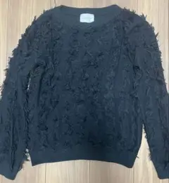 UNITED ARROWS ブラック フリンジニット
