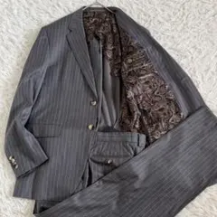 ポールスミス ロロピアーナ ウール セットアップスーツ 裏地総柄 グレー 2XL