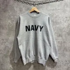 【送料無料】NAVY スウェット トレーナー ユニセックス グレー 古着