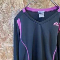 AE10967 adidas 長袖Tシャツ ブラック ピンク レディース ポス