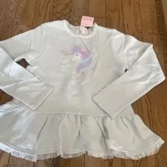 メゾピアノ　トップス　トレーナー　140 新品　フリル　レース　ユニコーン