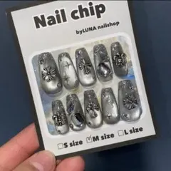 韓国ネイル y2kネイル 水光マグネット ブラック うる艶ネイル ラメフレンチ