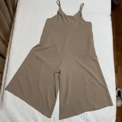 ベージュ キャミソール ワイドレッグ サロペット