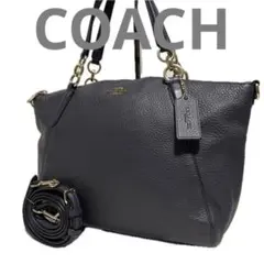 2WAY COACH サッチェル レザー トートバッグ ネイビー E09