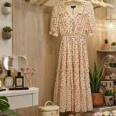 新品タグ付　シスタージェーン ハート柄ロングワンピース パ―ルボタン Sのサムネイル