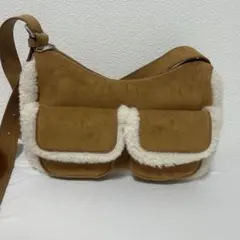 GU ボア ショルダーバッグ ブラウン